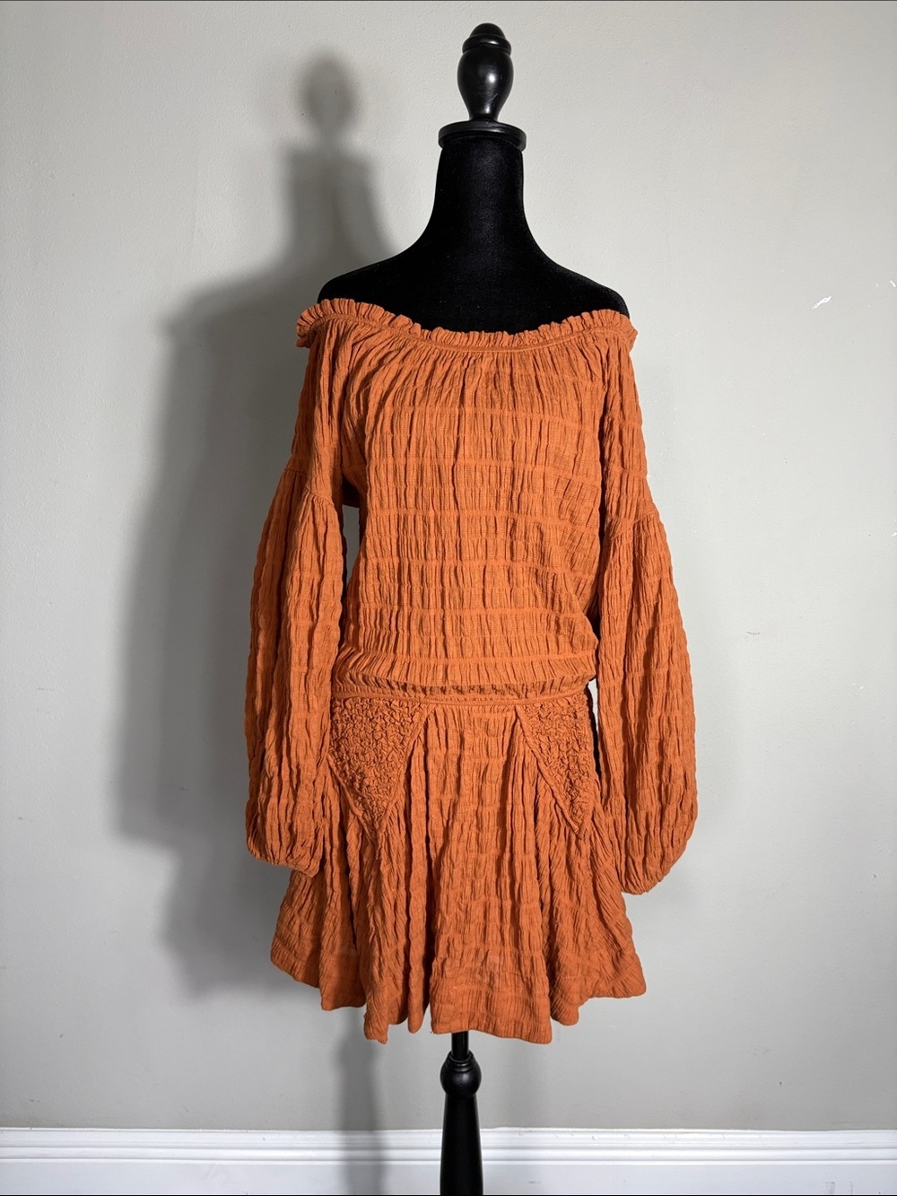 Lucca Sandrine Drop waist Dress Color Rust NWT Elastic waist. - Picture 3 of 7